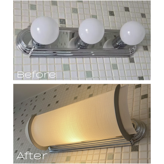 Cover Your 3-Bulb Vanity Light in Minutes — 17" EZLightWraps® Linen Shade