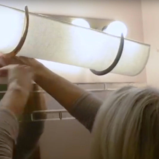 Cover Your 3-Bulb Vanity Light in Minutes — 18" EZLightWraps® Linen Shade