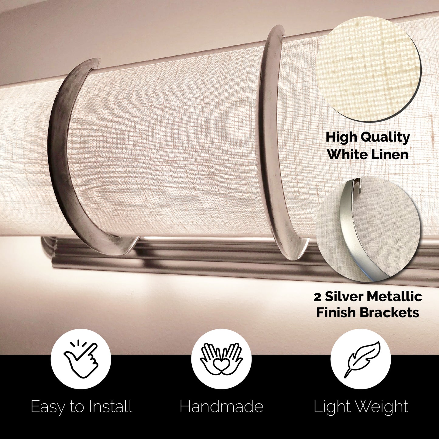 Cover Your 3-Bulb Light in Minutes — 17" EZLightWraps® Linen Shade