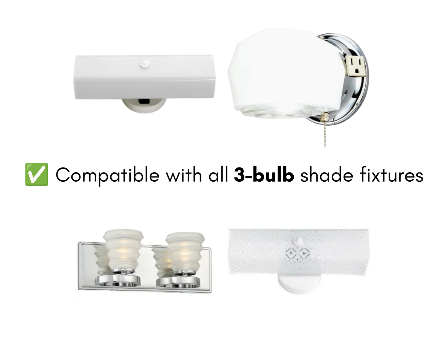 Hide Your 3-Bulb Light in Minutes — 20" EZLightWraps® Smooth White Shade