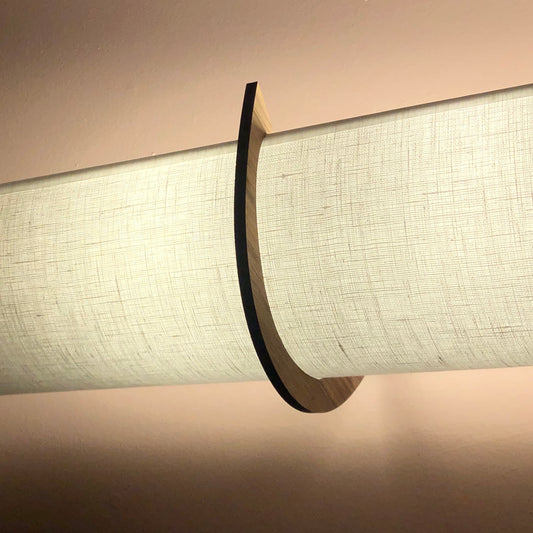 36" 6 Bulb EZLightWraps™ White Linen Shade with Wood Brackets